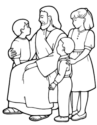 The Little Children And Jesus Coloring Page